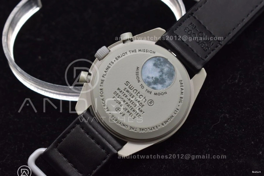 on Swatch Moon Strap Nylon Bioceramic to Mission The Quartz Omega x Moonwatch 1223